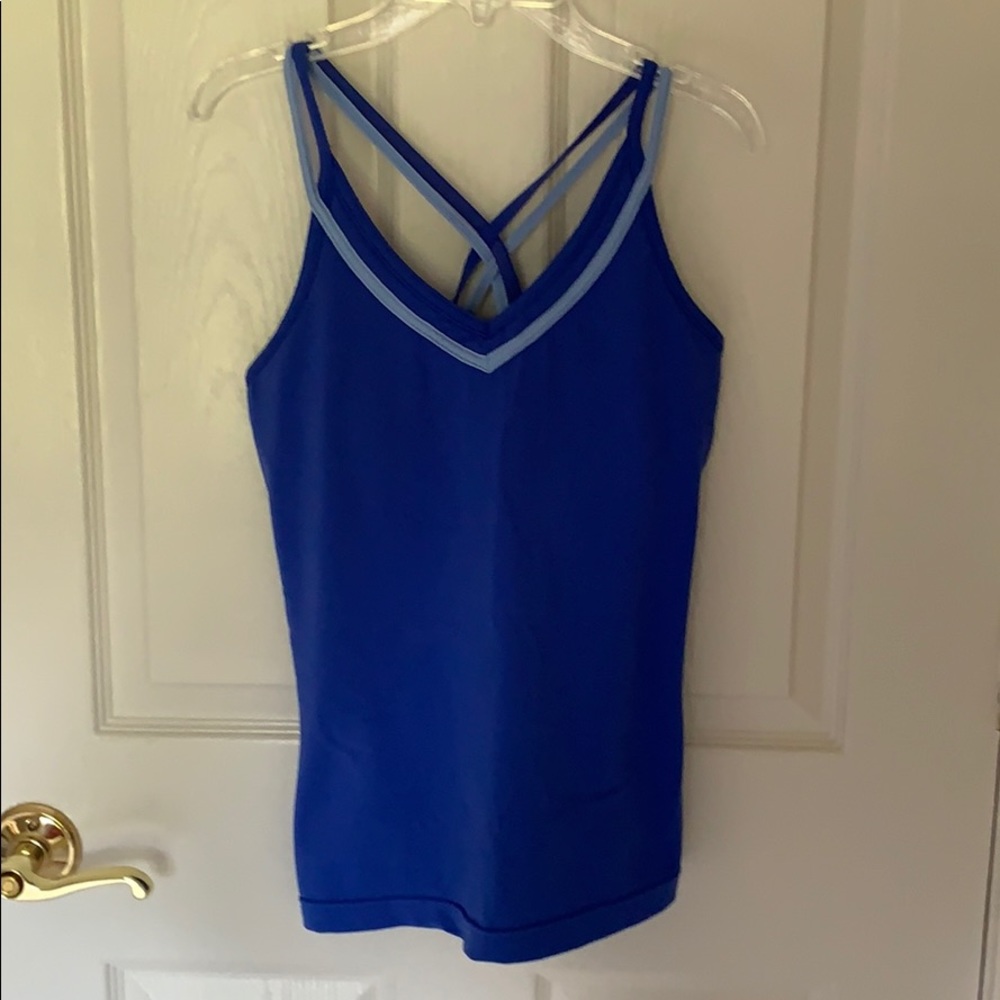 Blue CrissCross Workout Tank